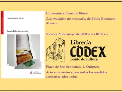 Librería Códex de Orihuela organiza un encuentro con el escritor Pablo Escudero