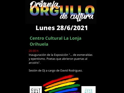 "Orihuela Ogullo de Cultura" ofrece una exposición y una sesión de Dj en este lunes 28 de junio