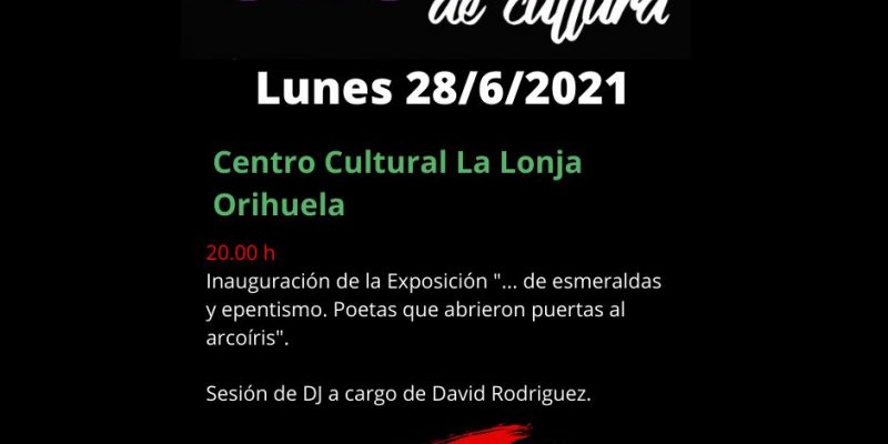 "Orihuela Ogullo de Cultura" ofrece una exposición y una sesión de Dj en este lunes 28 de junio