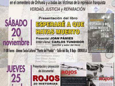 La novela "Esperaré a que hayas muerto" se presenta el sábado en Orihuela
