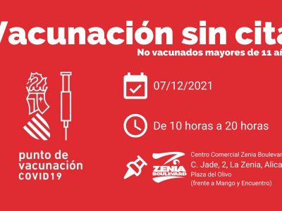 Organizan una vacunación masiva en el CC Zenia Boulevard