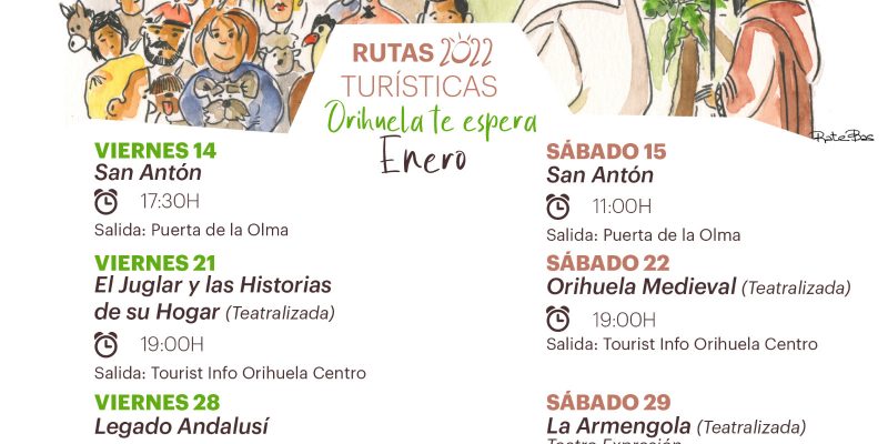 En las rutas turísticas de enero en Orihuela estarán San Antón y el medievo