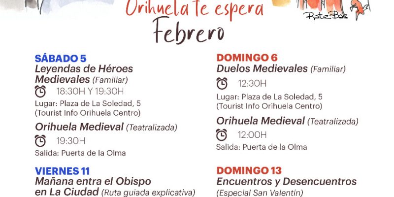 Orihuela presenta sus rutas turísticas para febrero ambientadas en el Medievo
