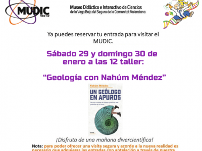 El geólogo y divulgador científico Nahum Méndez imparte un taller en el MUDIC