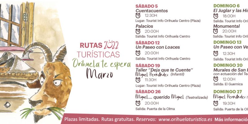 Miguel Hernández protagoniza las rutas turísticas de marzo en Orihuela
