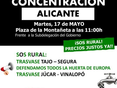 Asaja invita a los alicantinos a sumarse a la concentración en defensa de la agricultura