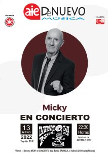 El cantante Micky actuará en la sala-bar La Gramola de Orihuela el día 13