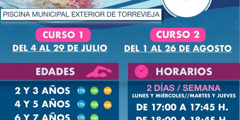 Torrevieja abre el plazo de inscripción para los Cursos de Verano de Natación