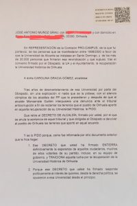 Pro Campus pide a la alcaldesa de Orihuela que retire el Decreto que anula una sentencia contra el Obispado