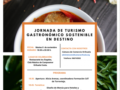 Cámara Orihuela organiza una Jornada de Turismo Gastronómico