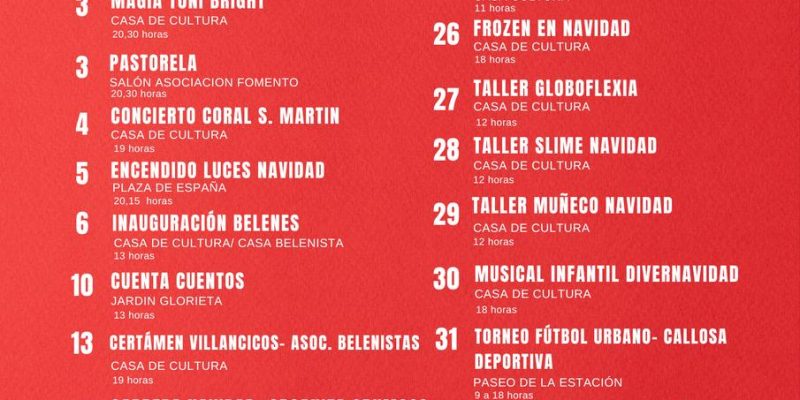 Callosa de Segura presenta más de una treintena de actos por Navidad