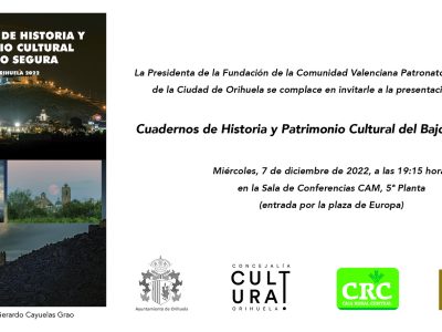 Orihuela acoge la presentación de la revista 'Cuadernos de Historia y Patrimonio Cultural del Bajo Segura'