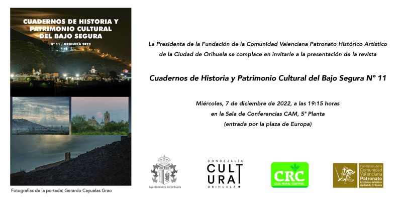Orihuela acoge la presentación de la revista 'Cuadernos de Historia y Patrimonio Cultural del Bajo Segura'