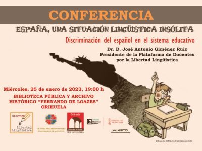 Orihuela acoge una conferencia sobre la discriminación del español en el sistema educativo