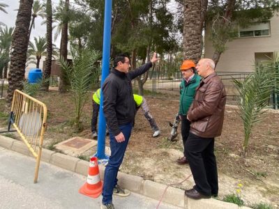 Orihuela repara el sistema de iluminación en el Palmeral