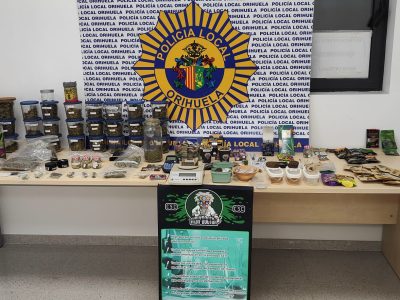 La Policía Local de Orihuela se incauta de 1,5 kilos de marihuana y 400 gramos de hachís