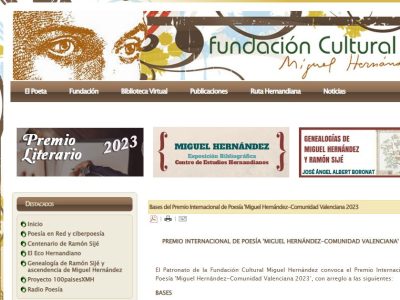 La Fundación Miguel Hernández convoca el Premio Internacional de Poesía