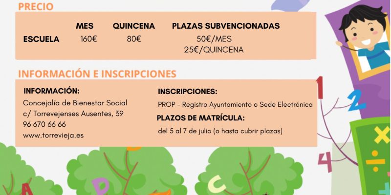 La Escuela Municipal de Verano en Torrevieja abre el plazo de inscripción