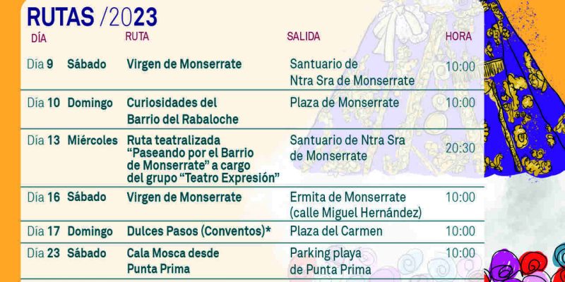La Virgen de Monserrate protagonizará las rutas turísticas de septiembre en Orihuela