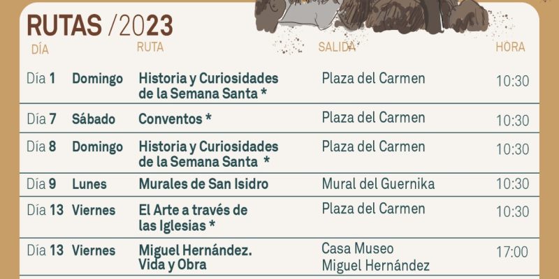 Orihuela organiza las rutas de octubre destacando Miguel Hernández y Semana Santa