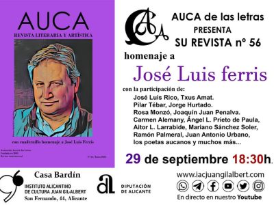 La revista 'Auca' presenta en Alicante un número con un homenaje a José Luis Ferris