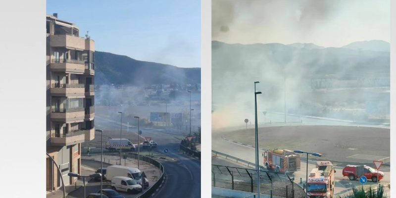 Un llamativo incendio obliga a cerrar una de las entradas a Orihuela
