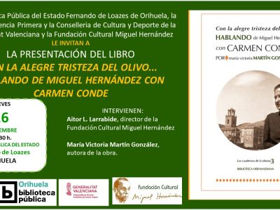 Orihuela acoge la presentación del nuevo ligro de María Victoria Martín