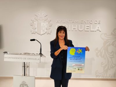 La concejala de Bienestar Social de Orihuela, Agustina Rodríguez, ha presentado esta mañana la primera “Jornada de la Mesa de Empleo Salud Mental”, organizada por la Mesa de Empleo de la Vega Baja, que se celebrará el próximo 24 de noviembre en el Auditorio de La Lonja