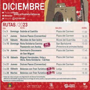 Orihuela presenta una rutas turísticas solidarias para diciembre