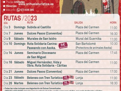 Orihuela presenta una rutas turísticas solidarias para diciembre