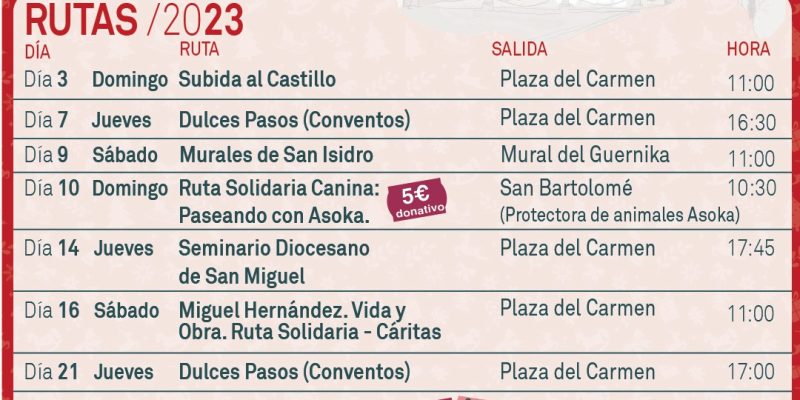 Orihuela presenta una rutas turísticas solidarias para diciembre