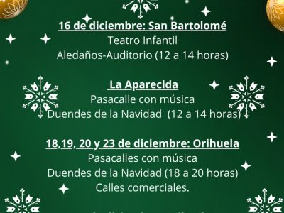 Orihuela organiza actividades para fomentar las compras durante Navidad