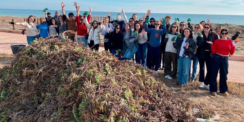 Estudiantes de EEUU participan en la recuperación del paraje del Molino del Agua en Torrevieja