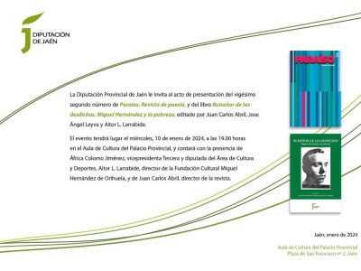 Jaén acoge la presentación de un libro editado por la Fundación Miguel Hernández