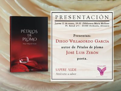 Diego Villagordo García presenta en Orihuela su libro "Pétalos de Plomo"