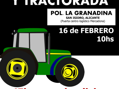 La protesta agraria cortará las carreteras desde Orihuela y Villena el 16 de febrero