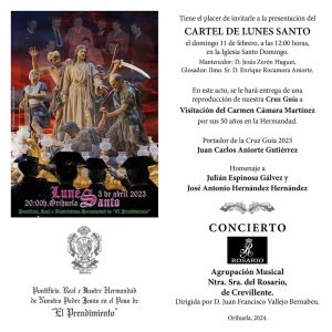 La Hermandad de El Prendimiento de Orihuela presenta su Cartel de Lunes Santo