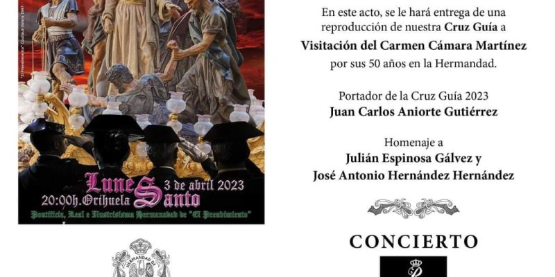 La Hermandad de El Prendimiento de Orihuela presenta su Cartel de Lunes Santo