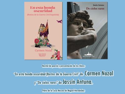Carmen Nozal y Jassín Antuna presentarán sus últimos libros en Orihuela