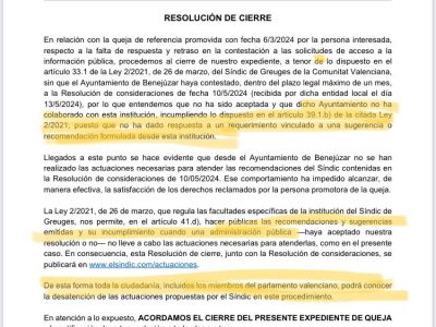 Cs denuncia una "absuerda batalla" del acalde de Benejúzar contra el Síndico de Agravios