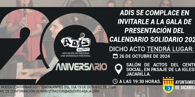 ADIS presenta su XX Calendario Solidario de 2025 en el Centro Social de Jacarilla