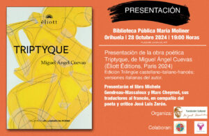 El lunes se presentará en Orihuela una antología poética trilingüe de Miguel Ángel Cuevas
