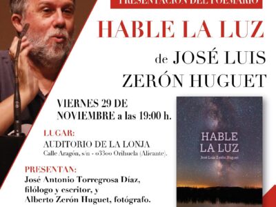 El viernes se presentará en Orihuela el nuevo poemario de José Luis Zerón