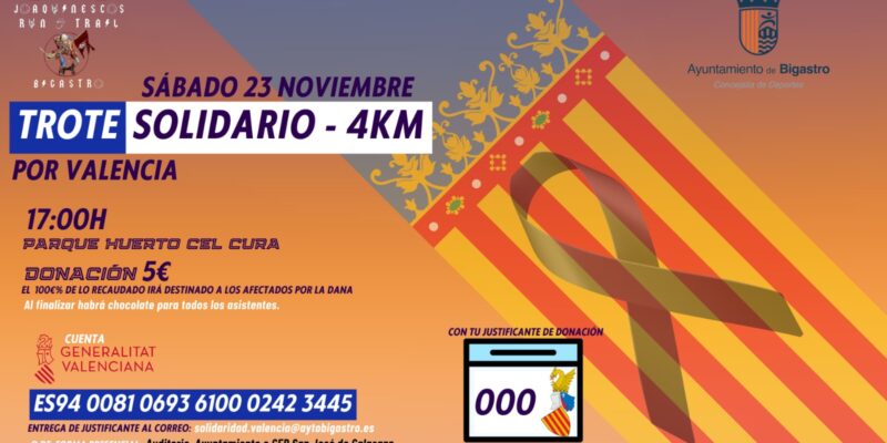 Bigastro organiza un Trote Solidario para ayuda a los afectados por la DANA