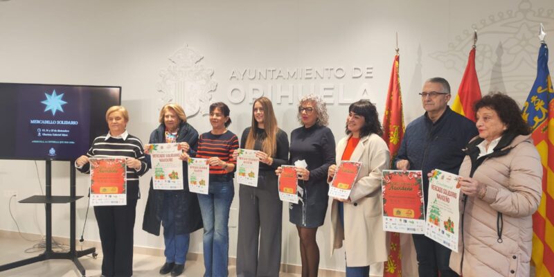 La concejala de Bienestar Social de Orihuela, Agustina Rodríguez, ha presentado una nueva edición del Mercadillo Solidario que regresa un año más a la Glorieta Gabriel durante los días 13, 14 y 15 de diciembre.