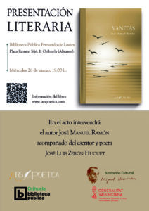 Orihuela acoge la presentación del poemaria 'Venitas' de José Manuel Ramón