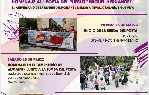 La Coordinadora Ciudadana Miguel Hernández de Orihuela colabora en actos en homenaje al poeta