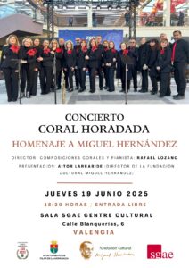 La Coral Horadada ofrecerá su próximo concierto en Valencia el 19 de junio