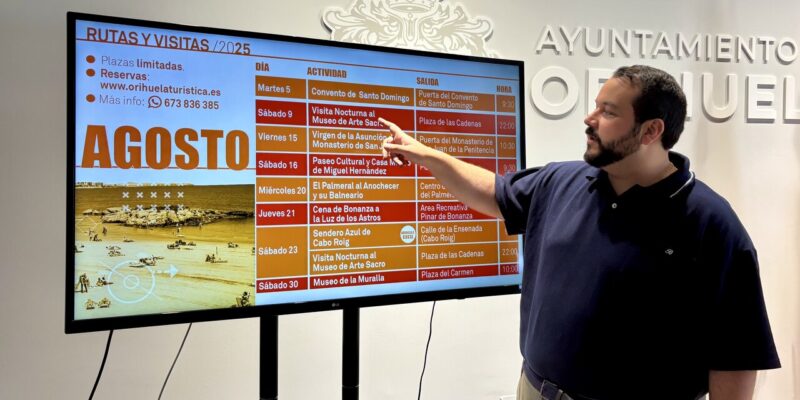 Orihuela ofrece rutas culturales, naturales, naturales y nocturnas en agosto