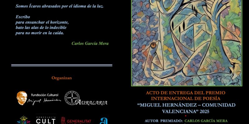 Orihuela acoge este sábado la entrega del Premio Internacional de Poesía Miguel Hernández